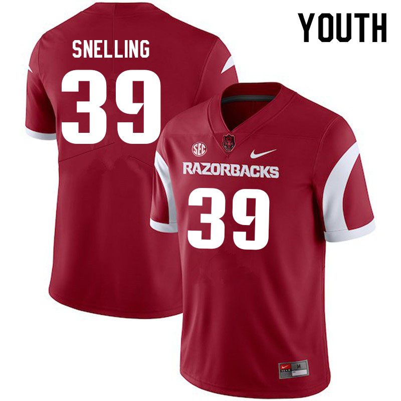 Youth #39 Courtney Snelling Arkansas Razorbacks College Football Jerseys Sale-Cardinal - Click Image to Close